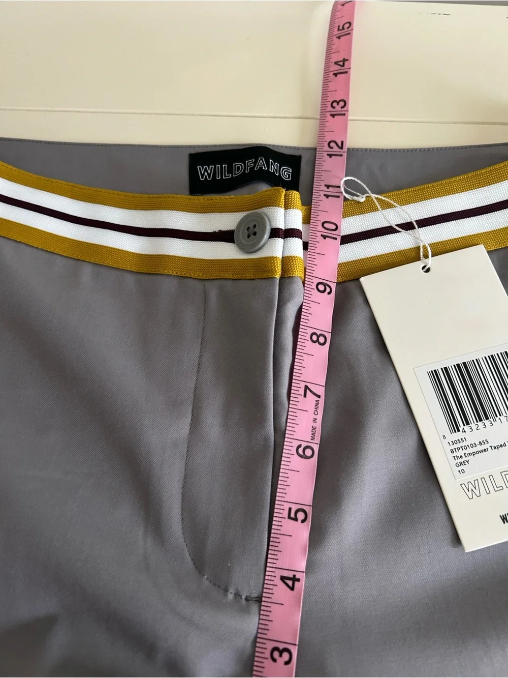 NWT Wildfang The Empower Taped Trouser Grey size 10